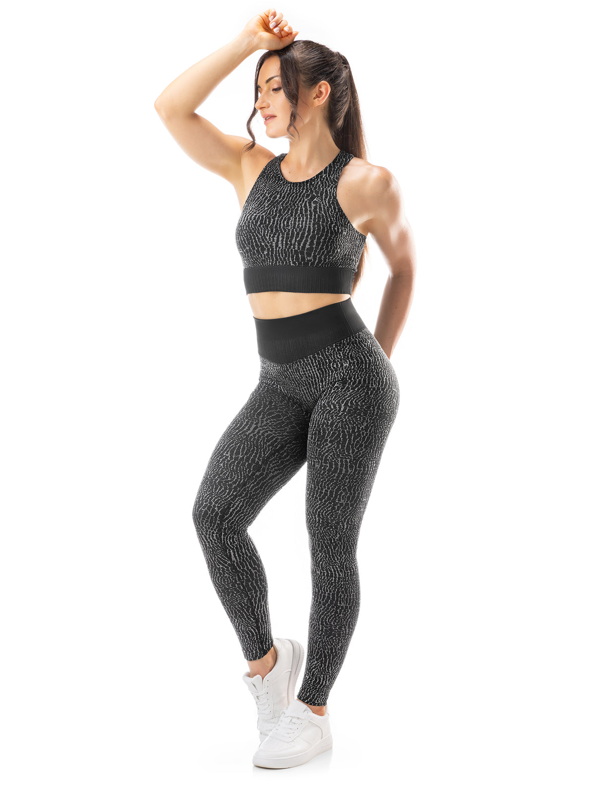 Leggings Croco black/silver - pancia piatta e scrunch