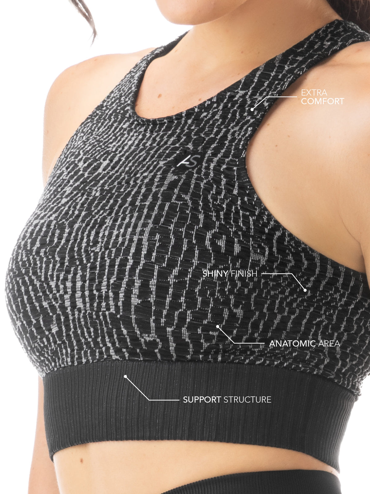 Top sportivo Croco black/silver