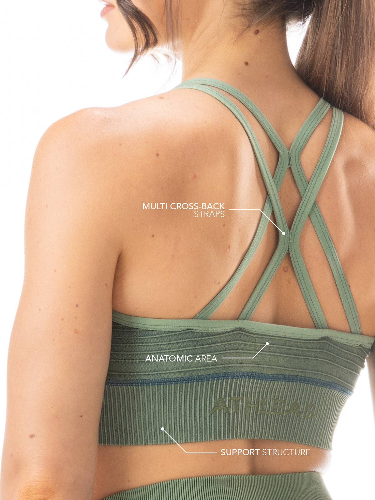 Top sportivo con incrocio sulla schiena e design a costine
