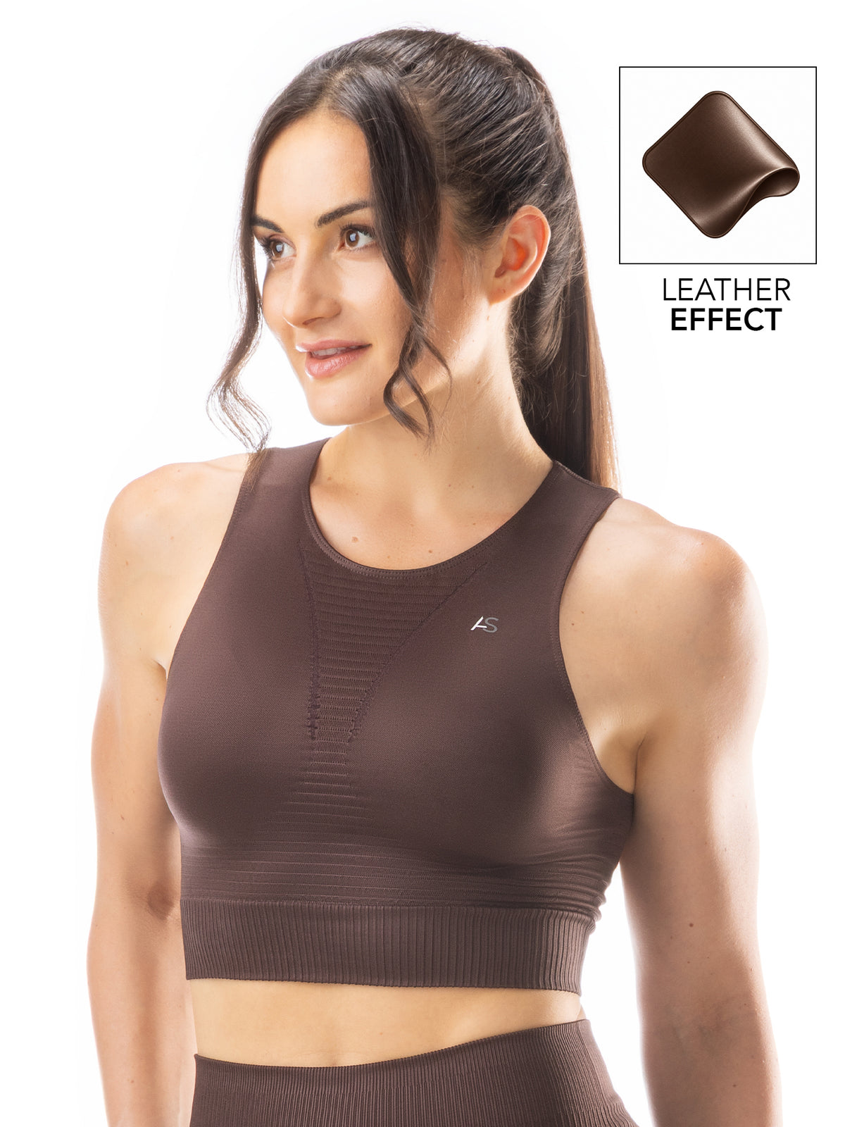 Crop Top sportivo effetto pelle