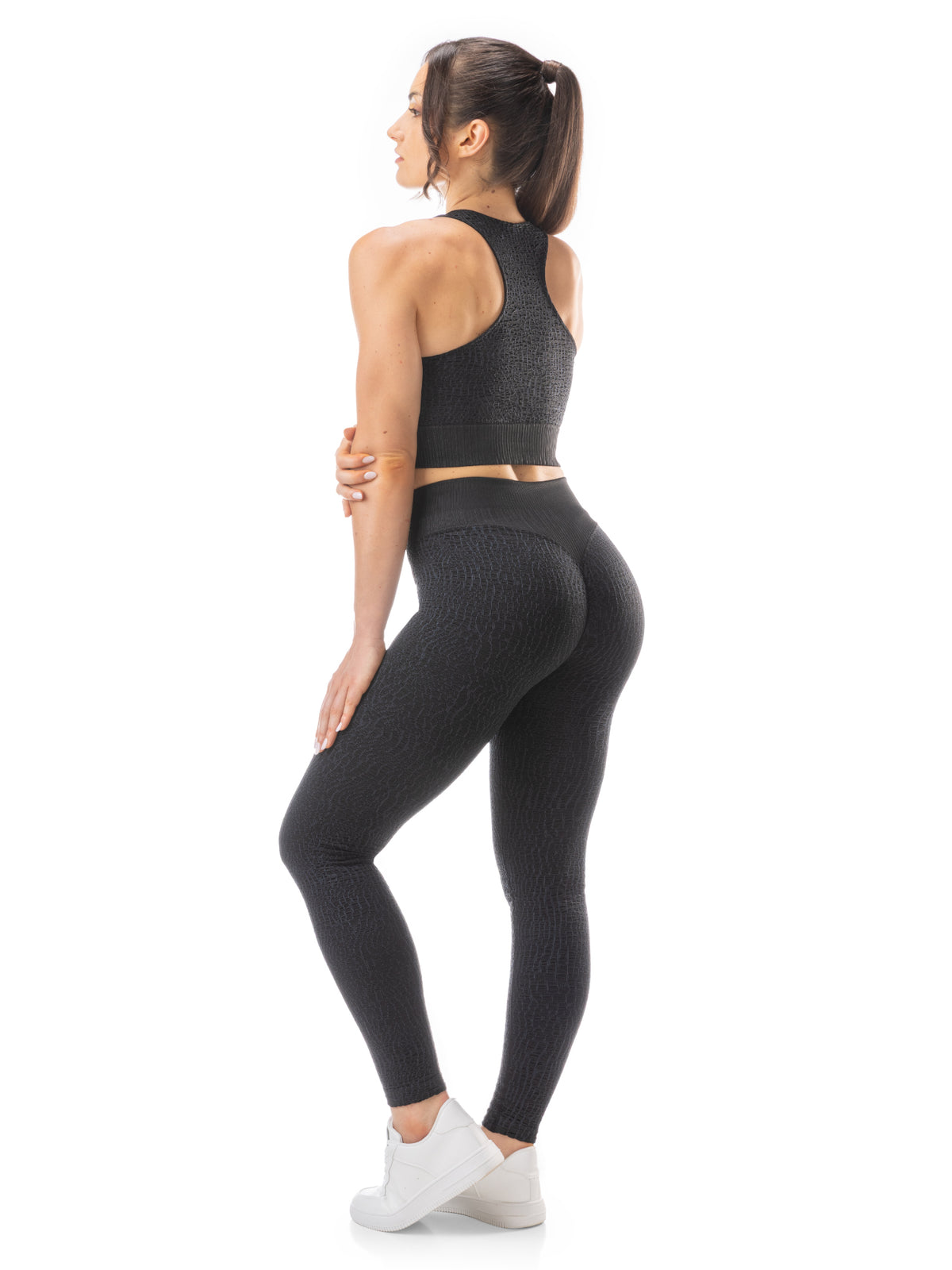 Leggings Croco black/dark grey - pancia piatta e scrunch