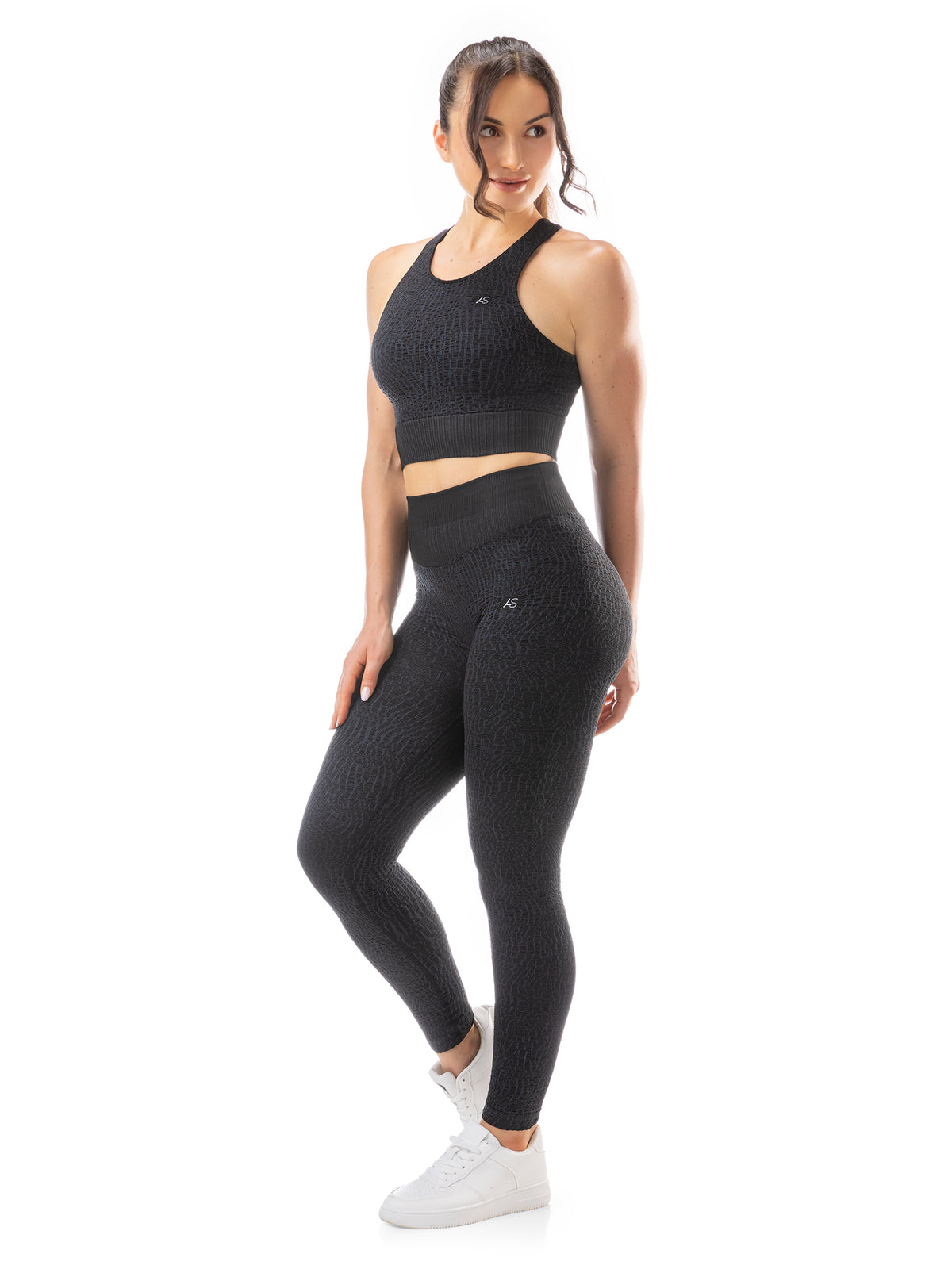 Leggings Croco black/dark grey - pancia piatta e scrunch