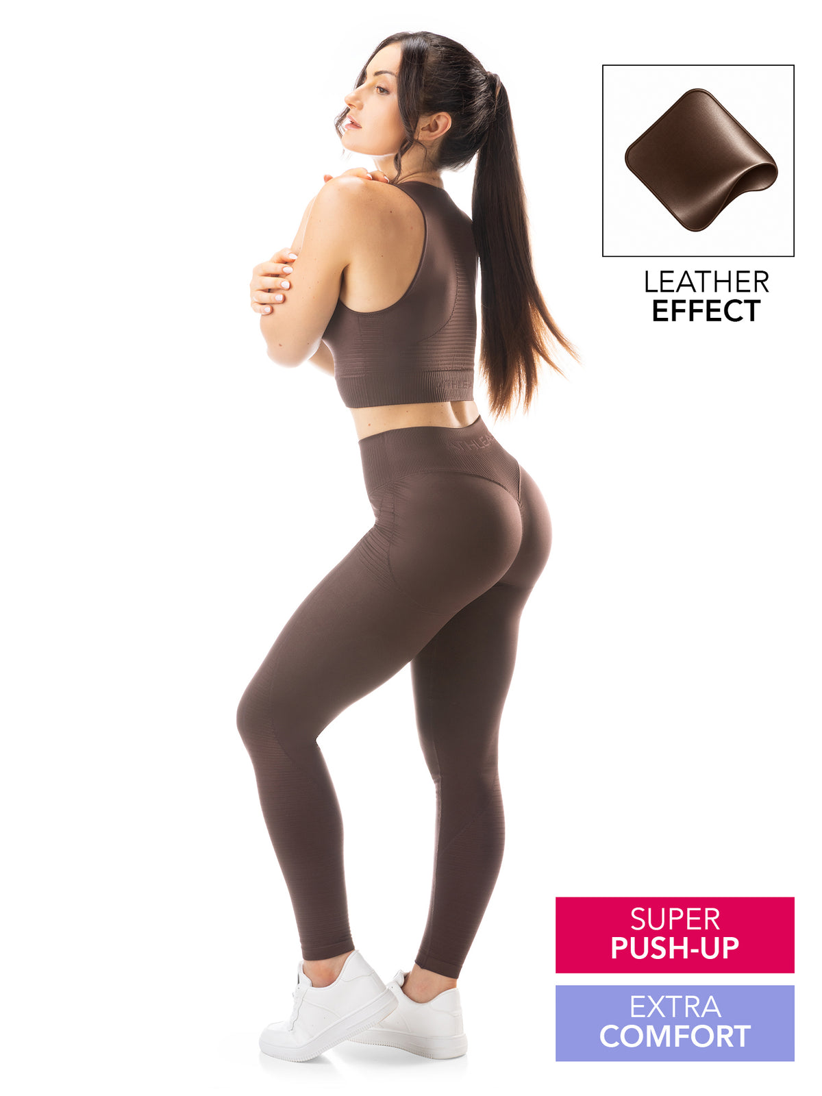 Leggings effetto pelle - pancia piatta e scrunch