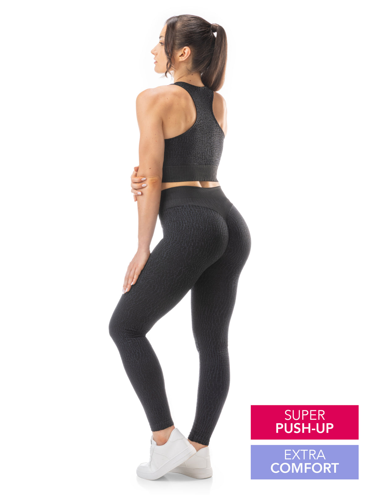 Leggings Croco black/dark grey - pancia piatta e scrunch