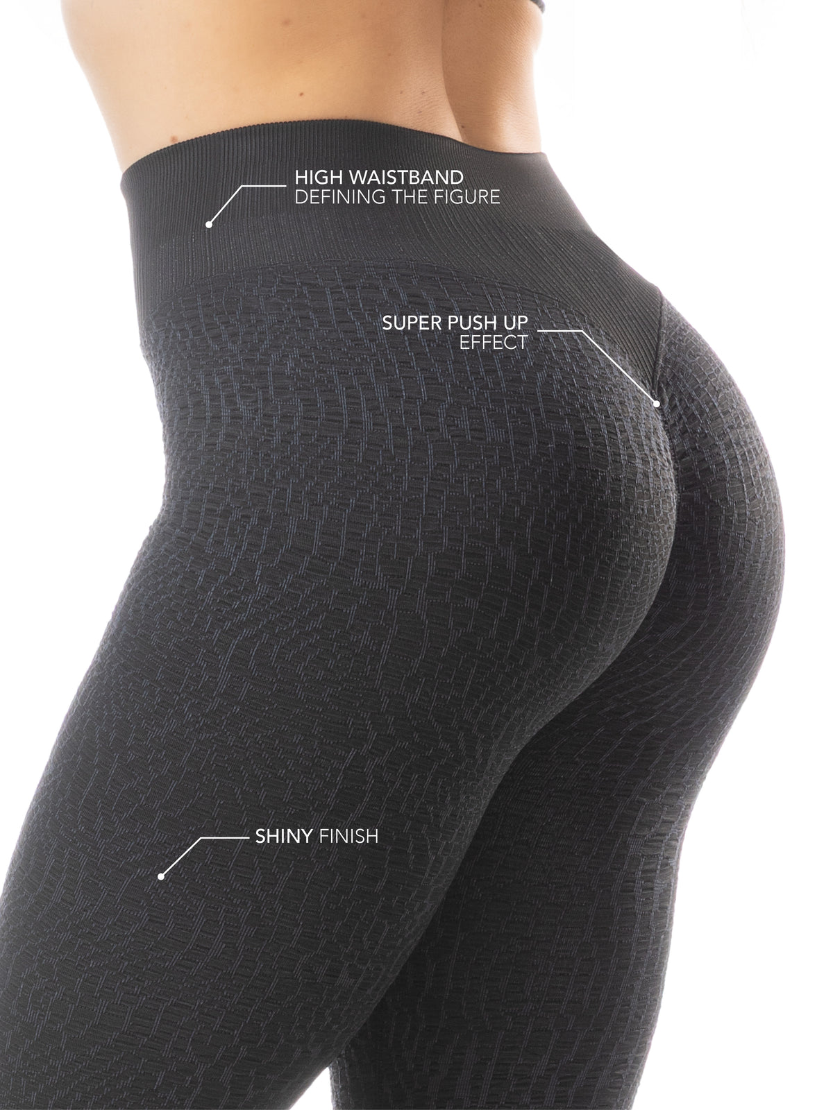 Leggings Croco black/dark grey - pancia piatta e scrunch
